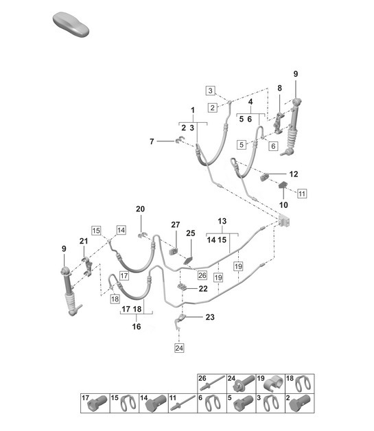 Diagram 402-122 Porsche 992 (911) MK1 2019-2024 Front Axle, Steering 