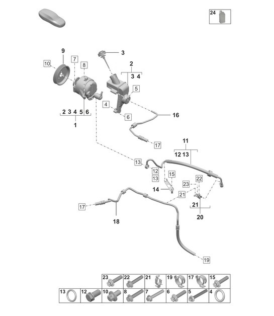 Diagram 402-125 Porsche 992 (911) MK1 2019-2024 Front Axle, Steering 