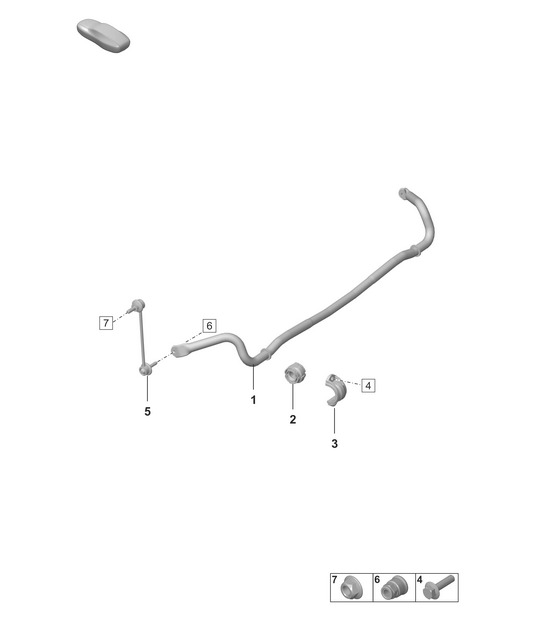 Anti-roll bar / Coupling rod (PR:1P0 - Standard suspension, PR:K8C - Coupe) 992.1 Carrera 2019 - 2024