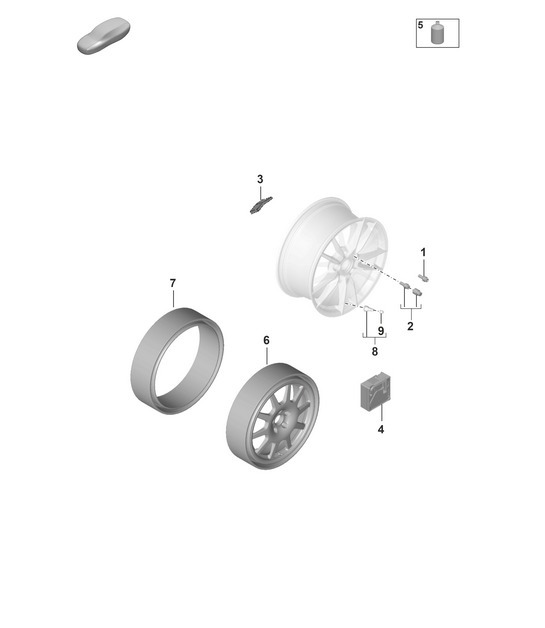 Diagram 601-030 Porsche Cayman S 718 2.5L PDK (350 Bhp) Wheels, Brakes