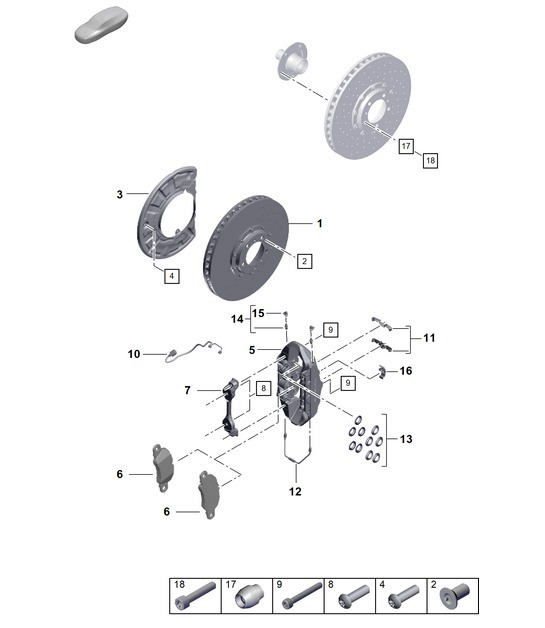 Diagram 602-010 Porsche 992 (911) MK1 2019-2024 Ruedas, Frenos