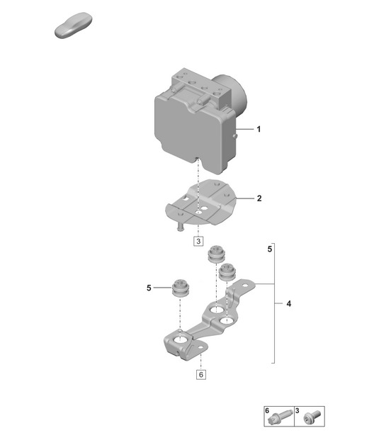 Hydraulic unit with anti-lock braking system (ABS) - PR:3V1, 8T1, 8T3 - 992.1 Carrera 2019 - 2024
