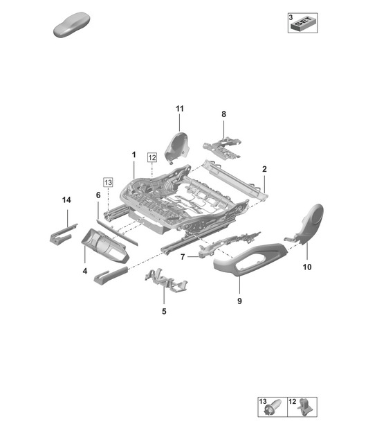Seat frame / Accessories / Sundry 992.1 Carrera 2019 - 2024