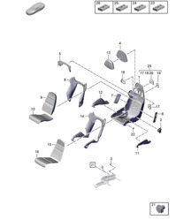 Bucket seat / Seat frame / Seat cover / Foam part - PR:Q1K Racing shell seats in front -  992.1 Carrera 2019 - 2024