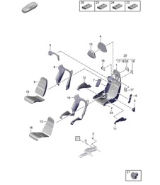 Bucket seat / Seat frame / Seat cover / Foam part - PR:Q1K Racing shell seats in front -  992.1 Carrera 2019 - 2024