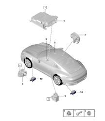 Regelunit voor airbag / Botsingssensor voor airbag 992.1 Carrera 2019 - 2024