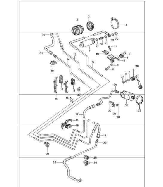 Diagram 201-05 Porsche 991 (911) MK1 2012-2016 Fuel System, Exhaust System