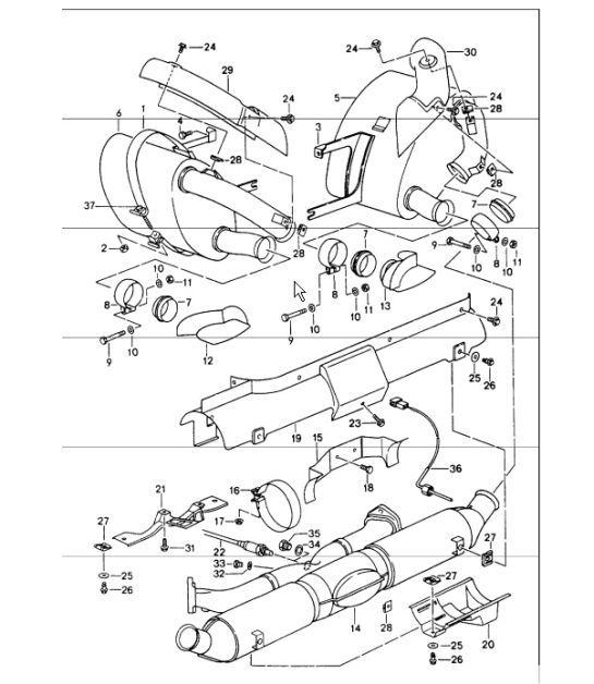 Diagram 202-00 Porsche 356 (1950-1965) Sistema de combustible, sistema de escape