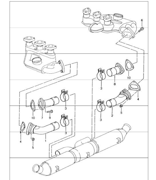 Diagram 202-01 Porsche 卡宴 S 4.5L V8 2003 年>> 燃油系统、排气系统