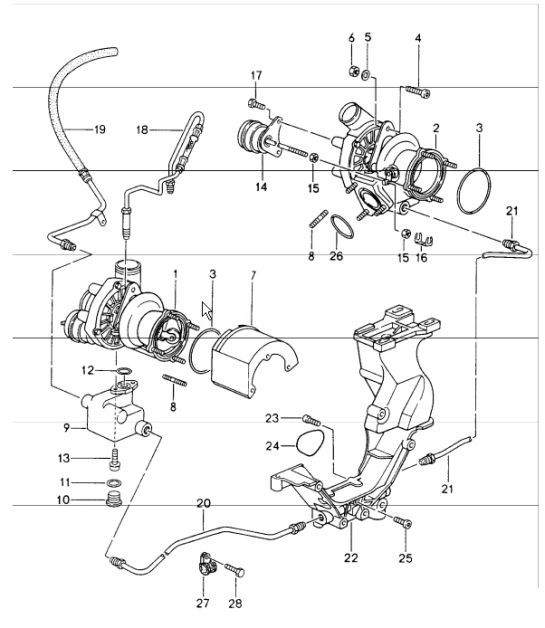 Diagram 202-16 Porsche 卡宴 3.2L V6 2003 年>> 燃油系统、排气系统