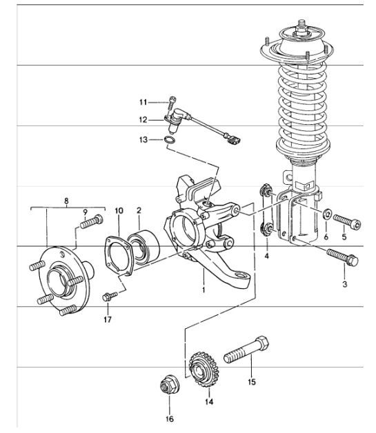 Diagram 401-05 Porsche 991 Speedster Assale anteriore, sterzo 