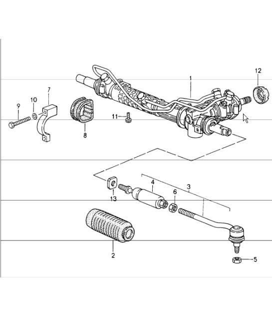 Diagram 403-00 Porsche 996 C4 3.4L 1997-08/01 Assale anteriore, sterzo 