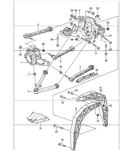 Diagram 501-00 Porsche Cayenne 3.2L V6 2003>> Asse posteriore
