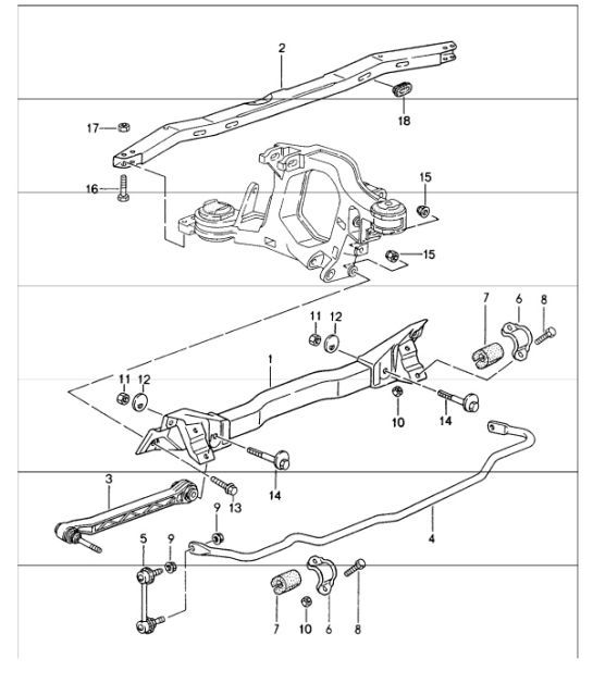 Diagram 501-01 Porsche 996 C4S 3.6L 09/01-2005 Eje posterior