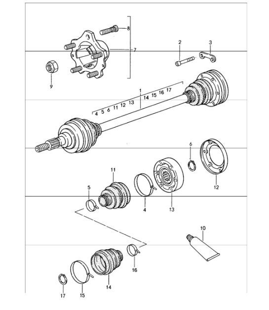 Diagram 501-05 Porsche 993 (911) (1994-1998) Essieu arrière