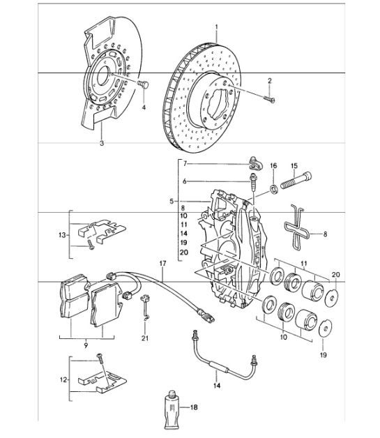 Diagram 602-00 Porsche Cayenne S 4.5L V8 2003>> Ruote, freni