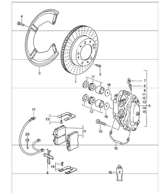 Diagram 603-00 Porsche 997 MKII Turbo 2009>> Ruote, freni