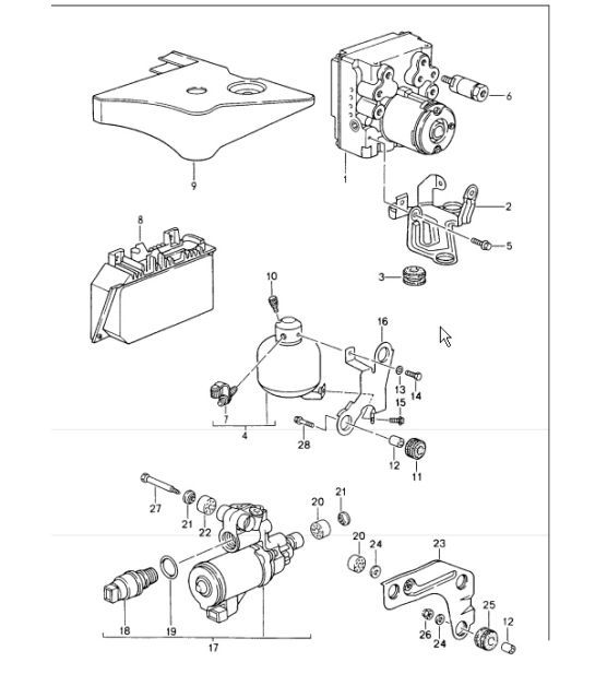 Diagram 605-00 Porsche Cayman GTS 718 2.5L 手动档 (365 Bhp) 车轮、制动器