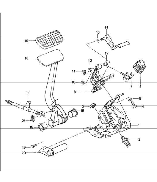 Diagram 702-05 Porsche 964 (911) (1989-1994) Hand Lever System, Pedal Cluster 