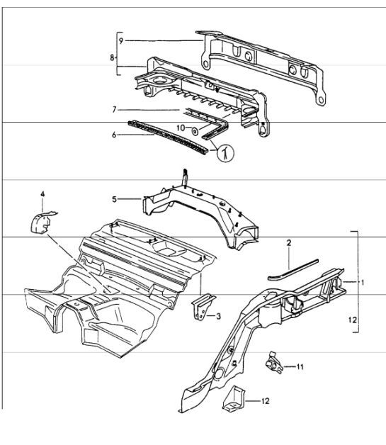 Diagram 801-25 Porsche Cayman 2.7L 987C 2006-08 Carrocería