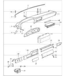 dashboard for cars with airbag passenger's side 993 1994-98