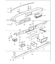 dashboard knee protection strip for cars without airbag passenger's side 993 CARRERA RS 1994-98