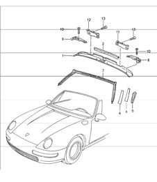 windscreen frame accessories 993 CABRIO 1994-98