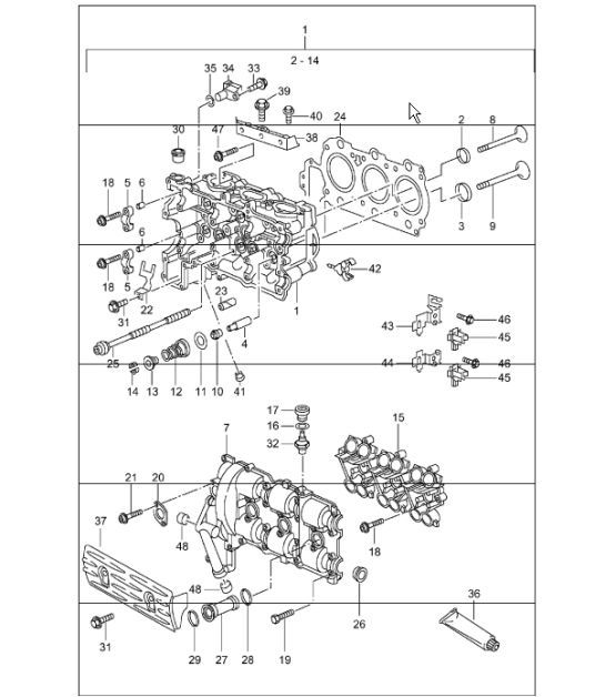 Diagram 103-00 Porsche 996 (911) (1997-2005) Moteur