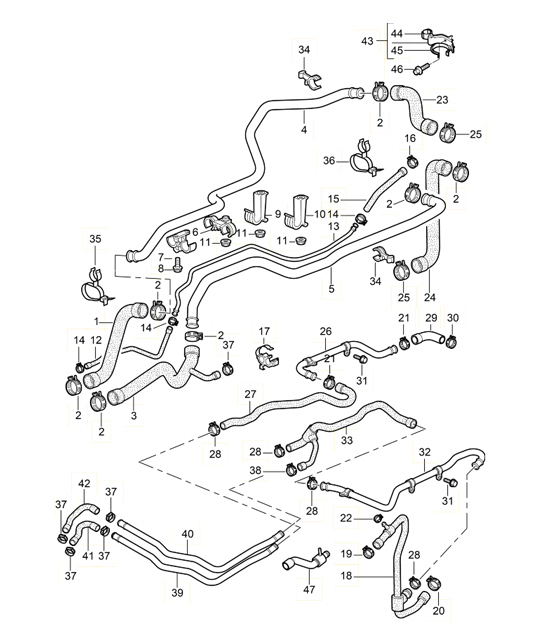 Diagram 105-05 Porsche Cayenne 92A (958) 2010-2017 Engine