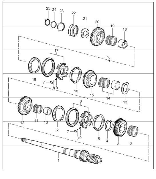 Diagram 303-11 Porsche 996 C4S 3.6L 09/01-2005 Trasmissione