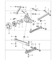 achteras, wieldrager, draagarm, wielnaaf 996 1998-05