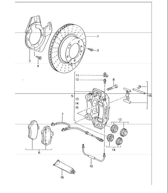 Diagram 602-00 Porsche 996 (911) (1997-2005) Ruedas, Frenos