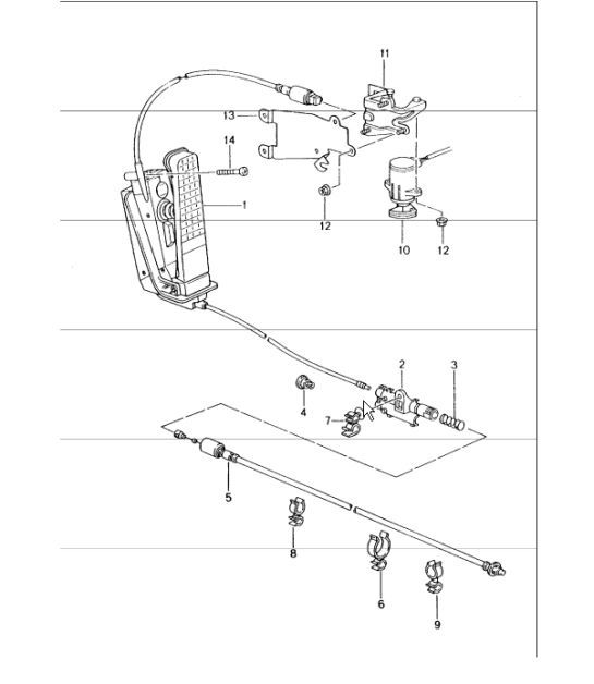 Diagram 702-10 Porsche 993 (911) C2S 1994-97 Sistema a leva manuale, gruppo pedali 