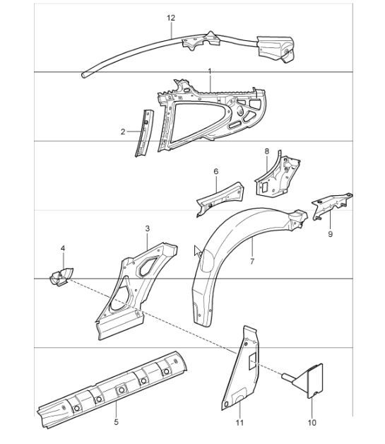 Diagram 801-50 Porsche Cayenne S 4.5L V8 2003>> Body