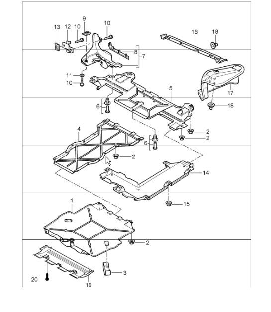 Diagram 801-70 Porsche Cayman 987C/981C (2005-2016) Carrocería