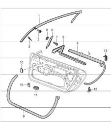door seal, gasket, windscreen frame 996 1998-05