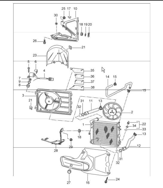 Diagram 105-15 Porsche 996 (911) (1997-2005) Motor