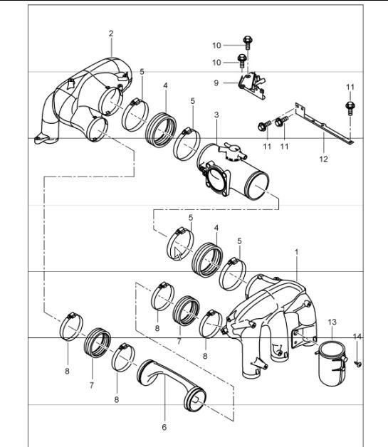 Diagram 107-10 Porsche Cayenne Turbo V8 4.8L Benzina 500 CV Motore