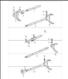 gear shift rod, shift fork,  shift rod Porsche 996 TURBO G96.50 2001-05