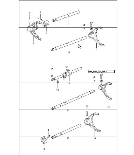 Diagram 304-01 Porsche Cayenne 9PA1 (957) 2007-2010 Transmission