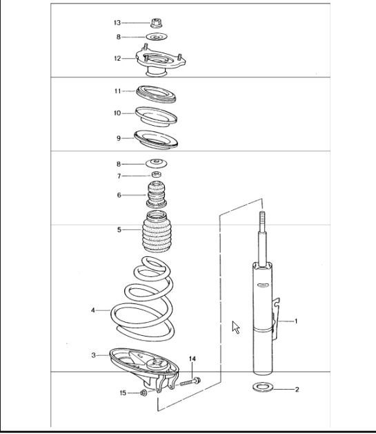 Diagram 402-00 Porsche Panamera 970 MK2 (2014-2016) Front Axle, Steering 