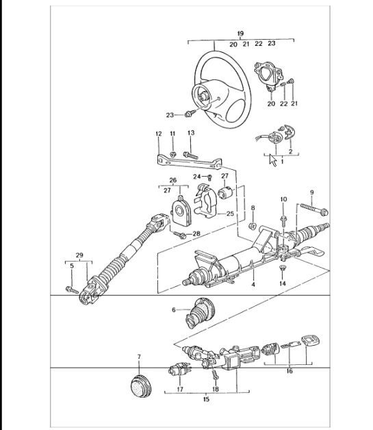 Diagram 403-05 Porsche 964 (911) TURBO 3.3L 1991-93 Assale anteriore, sterzo 