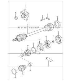 drive shaft, wheel hub 996 TURBO 2001-05