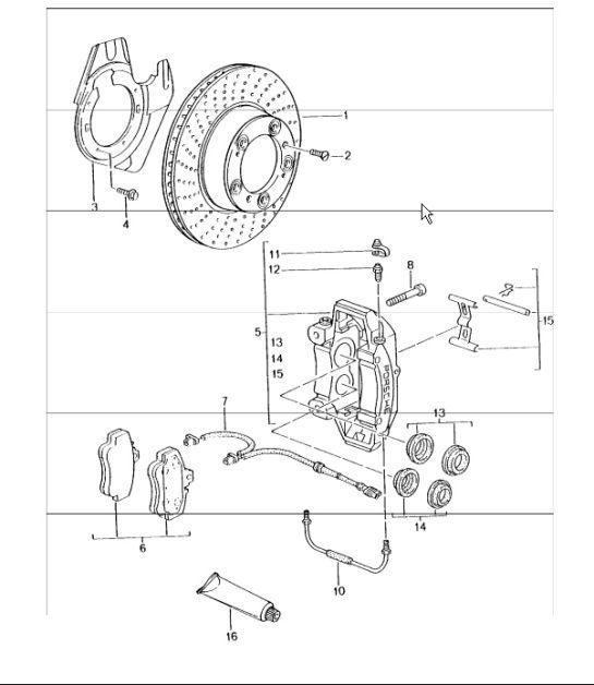 Diagram 602-00 Porsche Cayman 718 (982) 2017>> Roues, Freins