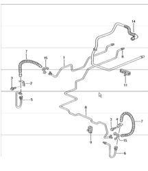 brake line, underbody, rear axle, vacuum line 996 TURBO 2001-05