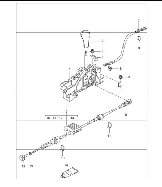 Diagram 701-01 Porsche Boxster GTS 718 4.0L PDK (400 Bhp) Sistema a leva manuale, gruppo pedali 