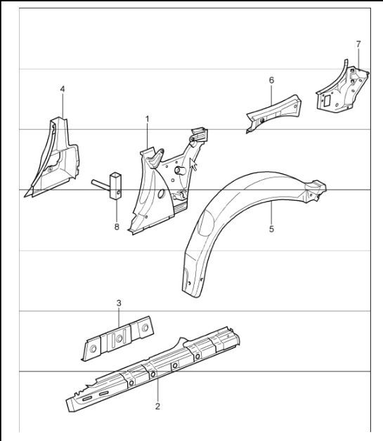 Diagram 801-65 Porsche Boxster 986/987/981 (1997-2016) Carrozzeria