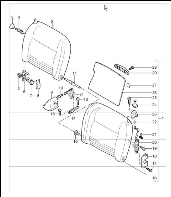 Diagram 817-70 Porsche 996 (911) (1997-2005) Carrosserie