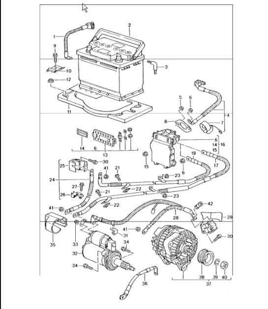 Diagram 902-05 Porsche 911 Turbo 3.3L 1978-89 Equipo eléctrico