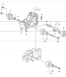 belt tensioner and  belt drive for 997.1 M96.05 3.6L COUPE / CABRIO and 997.1 M97.01 3.8L CABRIO S / COUPE S 2005-08